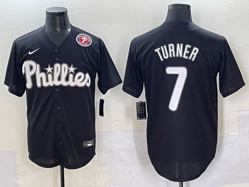 Men 2025 Philadelphia Phillies #7 Turner Black Fashion Nike MLB Jersey style 7097